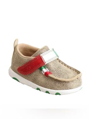 NIB TWISTED X Infants Dusty Tan & Mexican Flag Driving Moc Shoes